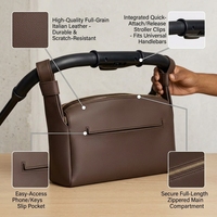 Sac banane pratique et durable en cuir PU pour couches, grande capacité, imperméable, portable, pour poussette, mode et soins de bébé