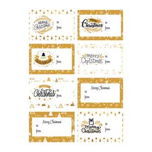 Etichette adesive giáng sinh vui vẻ vàng mix 6,6 cm x 4,4 cm - Product Image 1