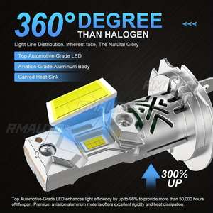 2 Piezas de Faros Delanteros LED H7 para Automóvil, Aluminio, 30000LM, Chips CSP, Brillo de 6000K, Luz Blanca, Conexión Plug and Play - Product Image 3