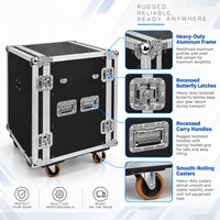Flight case professionnel en aluminium à deux portes et une seule couche 6U/8U/10U/12U/14U/16U/18U pour amplificateurs DJ et équipements audio