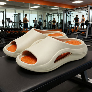 Sports <b>Slippers</b> For Men White Non Slip Breathable Summer Outdoor Wear Thick Sole 3Cm Heel Height One Kick Closure - Product Image 3