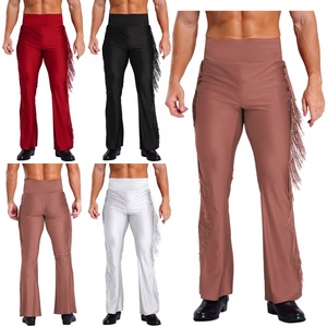 Pantalon évasé à pompons pour hommes Pantalon vintage à fond cloche pour danse scène performance Disco thème fête Raves <span class=keywords><strong>Club</strong></span> Cha-Cha <span class=keywords><strong>Tango</strong></span> - Product Image 1