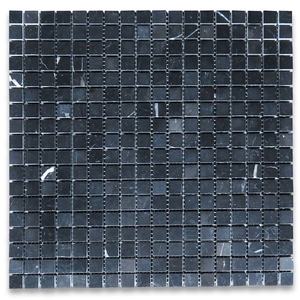 Raffiner l'approvisionnement en pierre Nero Marquina carrelage mosaïque carré en marbre noir poli petit pixel - Product Image 1