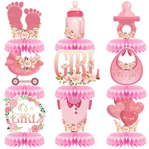 Nouvel Arrivage Décoration de gâteau pour fête d'anniversaire de nouveau-né, Révélation du sexe, motif nid d'abeille 'C'est un garçon' pour Baby Shower - Product Image 1