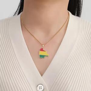 Collar de Acero Inoxidable con Mapa de Bolivia Esmaltado al por Mayor para Mujeres y Hombres, Colgante con Bandera Boliviana de Acero Inoxidable - Product Image 2
