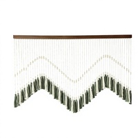 Décoration murale en macramé Hemasa Fashions, motif feuillage vert sauge et blanc, avec pompons perlés, style bohème, scènes naturelles