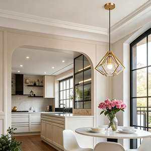 Lámpara colgante turca moderna de cobre para decoración de cafetería, bar, restaurante, lámpara de noche artística, de cristal transparente verde y blanco, de una sola cabeza - Product Image 3