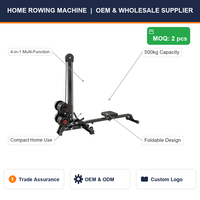 Appareil de musculation multifonctionnel pour la maison, machine à ramer avec haltères, compact, pliable, 4-en-1, PVC, capacité 500 kg