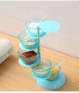 Produit phare : Organisateur d'épices rotatif à 5 niveaux, pot à épices en plastique avec cuillère, boîte de rangement pour condiments peu encombrante pour la cuisine - Product Image 3