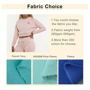 Mode rose Logo personnalisé broderie polaire pull coton polaire manches raglan pull col rond blanc culture sweat femmes - Product Image 2