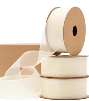 Ruban en organza écologique Vitalizart blanc ivoire 2,5 cm x 27,4 m (3 rouleaux) large pour nœuds papillon, emballage de Noël et mariages