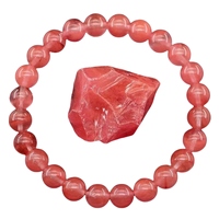 Femmes 8MM Cerise Quartz Gemstone Rond Pierre Perle Bracelet Mode Charme Bracelet pour Guérison Bijoux