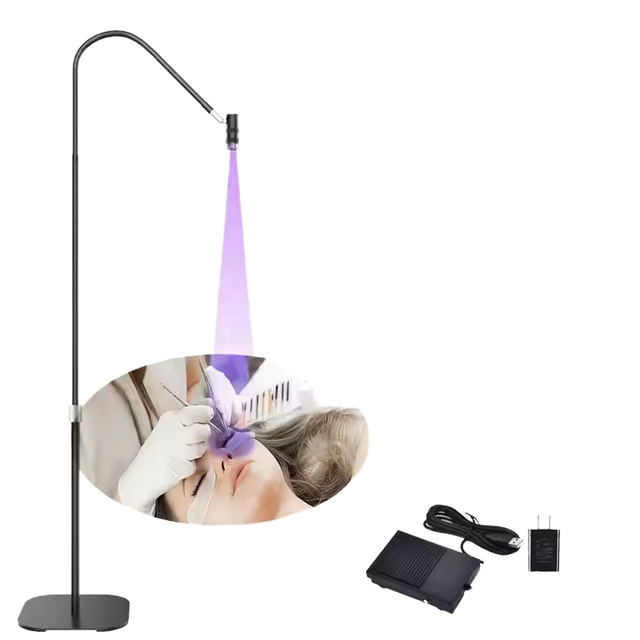 Adjustable LED Lashes Lamp for Eyelash Extension 6W Gel Polish 395nm UV Wavelength 395nm Uv Eyelash Lamp Plastic Foot Switch