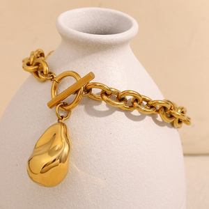 Dreamidea 18K oro placcato in acciaio inossidabile solido arachide Charm bracciale <span class=keywords><strong>donna</strong></span> Design artigianale unico minimalista regalo di gioielli - Product Image 2