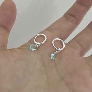 Pendientes de Plata de Ley S925, Diseño de Gota de Agua Elegante con Diamantes Azules Menta, Dos Pares, Frescos y Sencillos para el Verano - Product Image 3