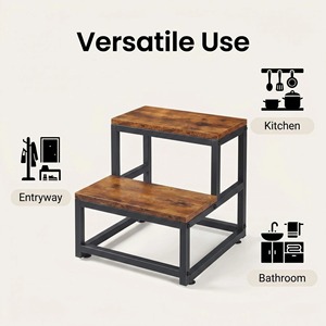 Carbon Steel <b>Step</b> <b>Stool</b> Multi Level Home Use Grey Walnut Black White - Product Image 4