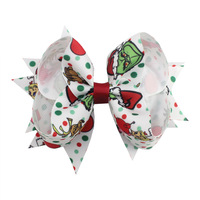 Nouveaux nœuds pour cheveux en gros-grain de haute qualité avec impression de dessins animés, double superposition, accessoires pour cheveux roses pour enfants, carton pour cheveux