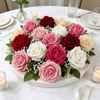 Tête de rose artificielle en velours, toucher réel, 7 cm, rose rouge, résistante à la décoloration, pour la décoration de la maison, des mariages et des boîtes cadeaux