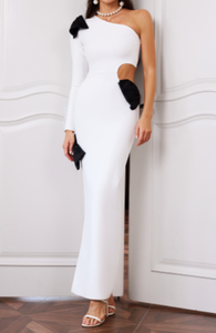 Abito da sera elegante <span class=keywords><strong>con</strong></span> <span class=keywords><strong>spacco</strong></span> alto da donna stile ottavino a manica lunga stile stile stile stile stile traforato <span class=keywords><strong>con</strong></span> fiocchi 3D - Product Image 2