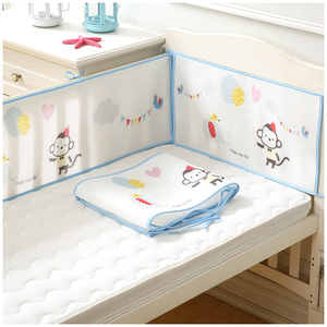 Haute qualité été bébé berceau pare-chocs Kit <span class=keywords><strong>de</strong></span> literie maille respirante Anti-Collision Simple tissé dessin animé motif Portable plié - Product Image 3