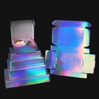 Boîte d'expédition en carton ondulé avec logo personnalisé, impression laser holographique, impression couleur intégrale, emballage cadeau pour cosmétiques et vêtements