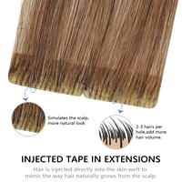 Extensions de cheveux humains vierges de haute qualité, 100% cheveux humains, double épaisseur, sans couture, extensions adhésives russes.