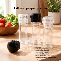 Bouteille à épices en plastique PET de 100 ml avec moulin intégré, récipient de rangement pour la cuisine, bouteille à assaisonnement, moulin à sel et à poivre