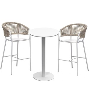 Modern Outdoor <b>bar</b> Chair Rattan Villa Balcony High <b>Stool</b> Hotel Outdoor Leisure Teak <b>bar</b> rope Chair for hotel - Product Image 3