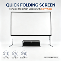 Écran de projection portable 200 pouces, pliage rapide, avec flight case, pour projection avant et arrière