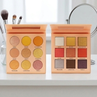 Palette de fards à paupières personnalisée 9 couleurs pêche, effet scintillant, dégradé mat, pour l'été, avec logo personnalisé, marque privée