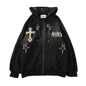 כיף להדפיס כמה אוברסייז רופף קפוצ 'ון סתיו חורף מעיל וינטג' לוה-הופ רחוב גותי לובשים קפוצ 'ון מעיל y2k - Product Image 2