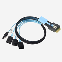 Câble adaptateur PCIE Slimline SAS SFF-8654 4I 38P en cuivre étamé anti-déformation avec sangle de traction 4X SATA Mâle pour SSD de serveur haute vitesse