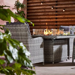 Rattan BBQ Patio Furniture Chair and Dining Fire Pit <b>Table</b> Set Outdoor Chair With Fire Pit <b>Table</b> Garden Dinning Set JPD-2034 Wic - Product Image 3
