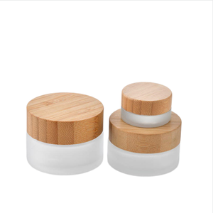 Bocaux en verre givré vides de 5g, 15g, 30g, 50g avec couvercle en bambou pour crème et lotion - Product Image 6