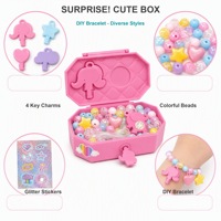 Boîte surprise pour enfants, kit de fabrication de bracelets DIY avec de jolies perles, breloques et clé, jouet créatif pour filles, vente en gros