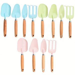 Juego de 4 herramientas de jardinería para niños: pala y rastrillo combinados con mango de madera de haya, ideal para macetas y actividades al aire libre. - Product Image 1