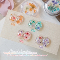 Missgooey Nouveauté 4 Couleurs Fleurs Séchées Miniatures Véritables du Jardin de Monet Petites Perles Rondes Strass pour Décoration d'Ongles DIY Manucure