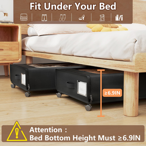 Under Bed <b>Storage</b> with Wheels Containers Underbed <b>Storage</b> with Lid for Clothes Blankets and <b>Shoe</b> Organizer Drawer - Product Image 3