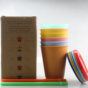 Groothandel 16Oz Herbruikbare Kleur Veranderende Plastic Bekers Met Deksels En Rietjes Koffie Cups Met Custom Logo In Bulk