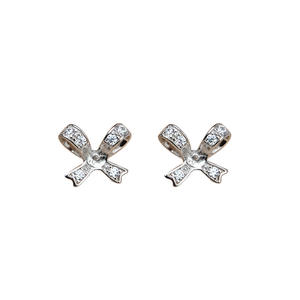 Boucles d'oreilles en argent S925 avec nœud et perle DIY, accessoires de bijoux semi-finis à la mode, support vide 978 pour femme - Product Image 5