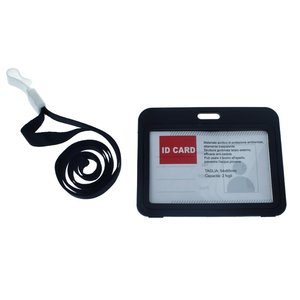 * Presa * 12 pezzi supporto distintivo in PVC con doppia esposizione corda nero interno 85x54mm-casa e giardino/forniture per ufficio e - Product Image 2