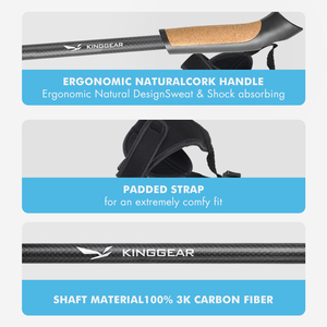 2pcs 맞춤형 휴대용 북유럽 2 섹션 alpenstock 3K 탄소 섬유 개폐식 텔레스코픽 노르딕 워킹 스틱 - Product Image 2