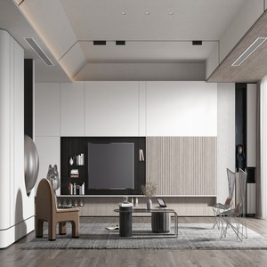Balom Customized Modern Living Room Recessed Display <strong>TV</strong> Stand Marble Glass Shelves Matte White Panels Blue Accent <strong>Shelving</strong> <strong>Wall</strong> - Product Image 3