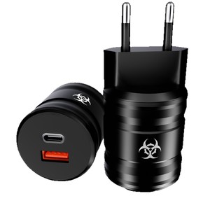 Cargador Rápido GaN de Doble Puerto 20W PD Tipo C y USB A, Enchufe Europeo Negro para Apple, Oppo, Huawei - Product Image 5
