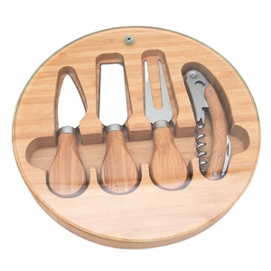 Tablero de corte de <span class=keywords><strong>cristal</strong></span> con herramientas de queso y vino conjunto caliente vender queso junta de Bambú - Product Image 1