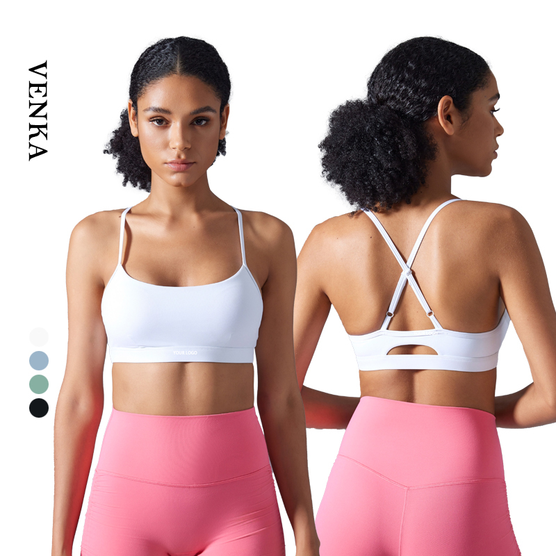 Women's Summer Sexy Sling U-shaped Neckline Sports Wear Crop Top Custom LOGO Womens Breathable Beautiful Back Fitness Yoga Bra