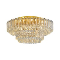 Lustre en cristal à base de fer de luxe léger pour salon et restaurant, luminaire LED moderne et élégant à montage en surface