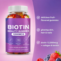 Gummies de beauté OEM à la biotine 12000 MCG avec collagène et kératine pour des cheveux sains, une peau éclatante et des ongles forts – Complément alimentaire