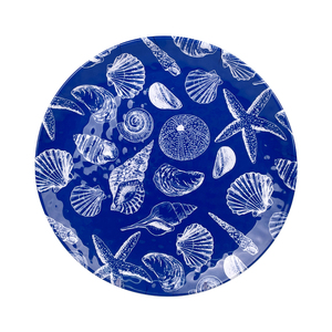 Piatti in Melamina da 9 Pollici Infrangibili Senza BPA con Motivo Blu Profondo di Conchiglie e Stelle Marine per Casa e Spiaggia - Product Image 1