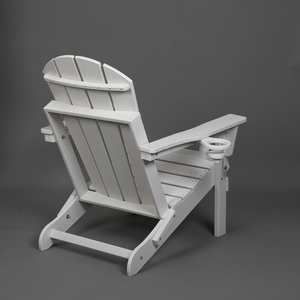 Chaise Adirondack pliable en HDPE avec double porte-gobelets, texture bois composite blanc, chaise d'extérieur - Product Image 5